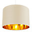 Contemporary Cream Cotton 12" Table/Pendant Lamp Shade with Shiny Copper Inner