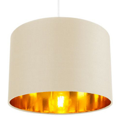 Contemporary Cream Cotton 12 Table/Pendant Lamp Shade with Shiny Copper Inner