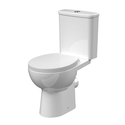 Contemporary Curved Rimless Toilet Pan, Cistern and Soft Close Seat