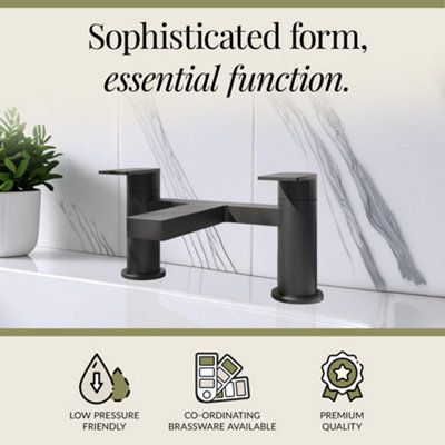 Contemporary Deck Mounted Bath Filler Tap - Matt Black - Balterley
