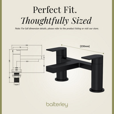 Contemporary Deck Mounted Bath Filler Tap - Matt Black - Balterley - 3