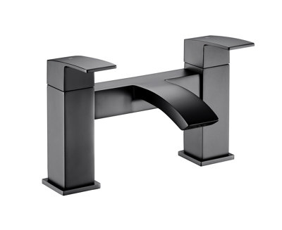 Contemporary Deck Mounted Bath Filler Tap - Matt Black