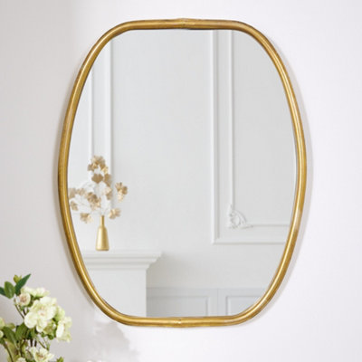 Contemporary Decorative Hallway, Bedroom, Bathroom Gold Curved Wall Mirror