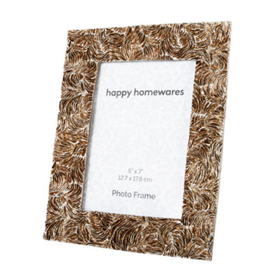 Contemporary Designer 5x7 Photo Frame in Brushed Antique Gold with ...