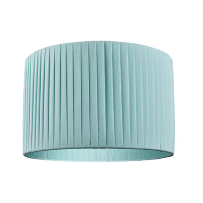 Contemporary Designer Double Pleated Duck Egg Cotton Fabric 12 Drum Lamp Shade