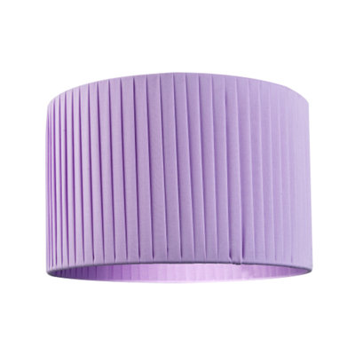 Contemporary Designer Double Pleated Lilac Cotton Fabric 12 Drum Lamp Shade