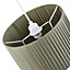 Contemporary Designer Double Pleated Olive Cotton Fabric 12" Drum Lamp Shade