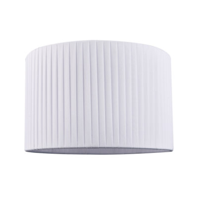 Contemporary Designer Double Pleated White Cotton Fabric 12 Drum Lamp Shade