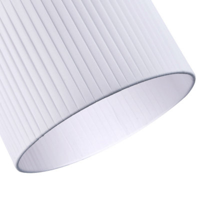 Contemporary Designer Double Pleated White Cotton Fabric 12" Drum Lamp Shade