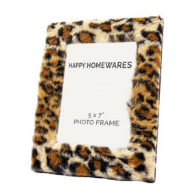 Contemporary Designer Fluffy Leopard Print 5 x 7 Free Standing Picture Frame