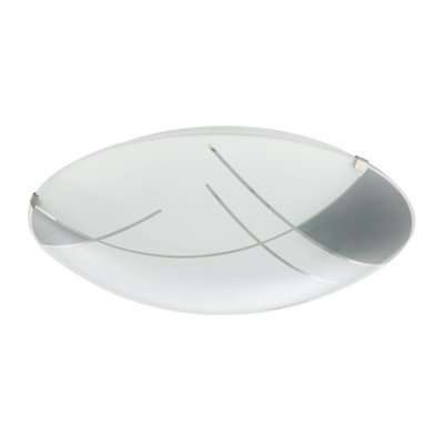 Contemporary Designer LED Opal White Glass Ceiling Light with Grey Gloss Decor