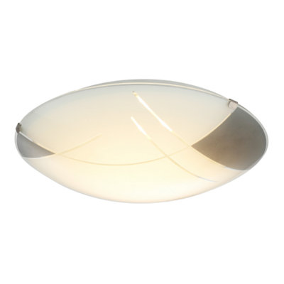 Contemporary Designer LED Opal White Glass Ceiling Light with Grey Gloss Decor