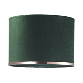 Contemporary Emerald Forest Green Soft Velvet 10 Lamp Shade with Copper Ring