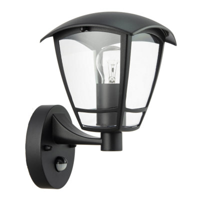 Contemporary Exterior PIR Sensor Wall Light Fitting with Curved Glass Sides