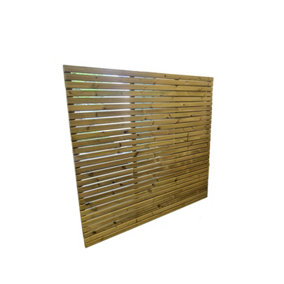 Contemporary Fence Panels - Pressure Treated Redwood - L5 x W180 x H150 cm - Fully Assembled