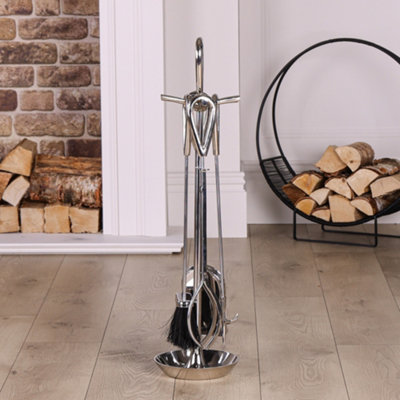 Contemporary Fireplace Freestanding 4pc Fireside Companion Set - 75cm High