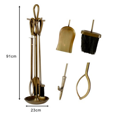 Contemporary Fireplace Freestanding 4pc Fireside Copper Finish Companion Set - 90cm High