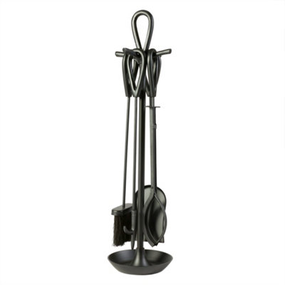 Contemporary Fireside 4pc Companion Set Freestanding Fireplace Tool Accessory Set Black Fire Set - 75cm High