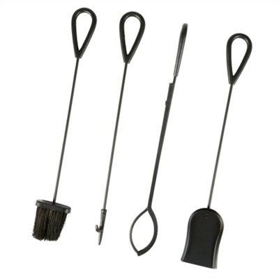 Contemporary Fireside 4pc Companion Set Freestanding Fireplace Tool Accessory Set Black Fire Set - 75cm High - 3