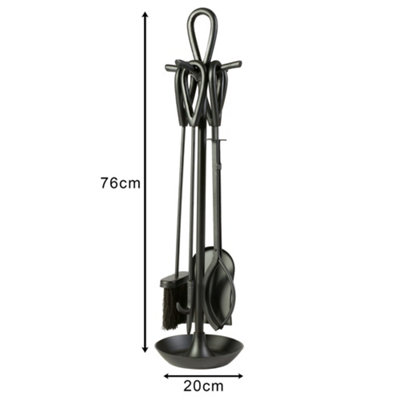 Contemporary Fireside 4pc Companion Set Freestanding Fireplace Tool Accessory Set Black Fire Set - 75cm High - 4