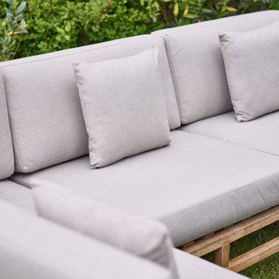 Contemporary Five Seater Summer Garden Sofa & Coffee Table Corner Couch Slatted Wood Outdoor Terrace Patio Lawn Decking Furniture - 5