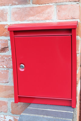 Contemporary Galvanised Wall Mounted Post Box Powder-Coated in Red ...