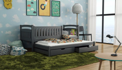 Contemporary Graphite Children's Bed H850mm W1980mm D970mm with Trundle and Storage