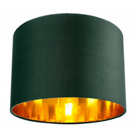Contemporary Green Cotton 10 Table/Pendant Lamp Shade with Shiny Copper Inner
