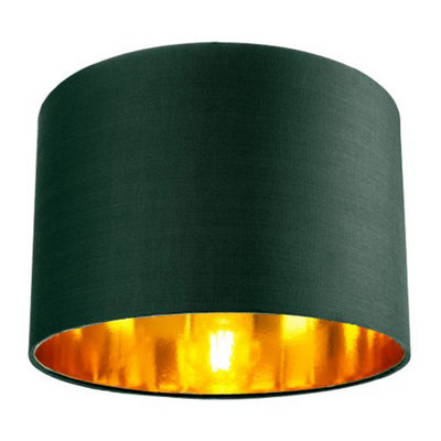 Contemporary Green Cotton 12 Table/Pendant Lamp Shade with Shiny Copper Inner