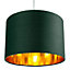 Contemporary Green Cotton 12" Table/Pendant Lamp Shade with Shiny Copper Inner