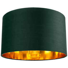 Contemporary Green Cotton 14" Table/Pendant Lamp Shade with Shiny Copper Inner