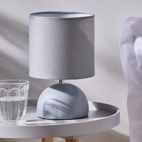 Contemporary Grey Ceramic Bedside Table Lamp with Finish & Matching Shade Sideboard Nightstand Desk Light Lamp