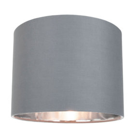 Contemporary Grey Cotton 10 Table/Pendant Lamp Shade with Shiny Silver Inner