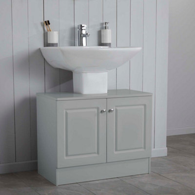 Contemporary Grey Double-Door Under Sink Bathroom Cabinet Price Comparisons | Compare The Build