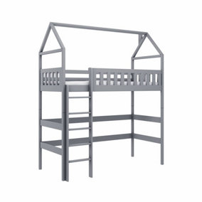 Contemporary Grey Otylia Loft Bed with Safety Guard Rails and Bonnell Mattress - Safe & Efficient (H2270mm W1980mm D970mm)
