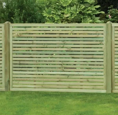 Contemporary Horizontal Slatted Wooden Garden Fence Panel 90 CM High X ...