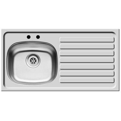 Contemporary Left Hand Stainless Steel Kitchen Sink, 940 x 490mm