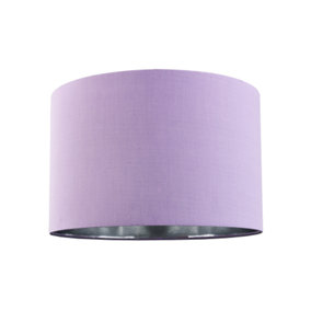 Contemporary Lilac Cotton 10 Table/Pendant Lampshade with Shiny Silver Inner