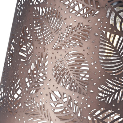 Contemporary Matt Bronze Metal Pendant Light Shade with Fern Leaf Decoration
