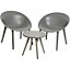 Contemporary Moon Garden Furniture Patio Bistro Set - 2 Chairs & Coffee Table in Grey