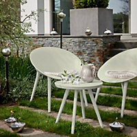 Contemporary Moon Garden Furniture Patio Bistro Set - 2 Chairs & Coffee Table in Sand off White