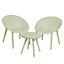 Contemporary Moon Garden Furniture Patio Bistro Set - 2 Chairs & Coffee Table in Sand off White