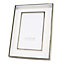 Contemporary Nickel Plated Double Trim 4x6 Picture Frame with White Gloss Border