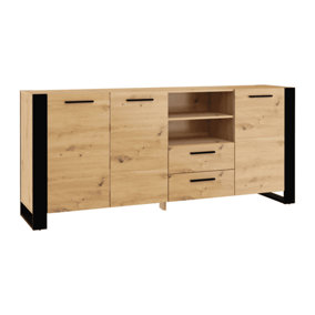 Contemporary Nuka Sideboard Cabinet in Oak Artisan W1970mm x H870mm x D450mm