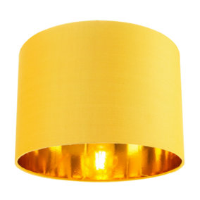 Contemporary Ochre Cotton 10" Table/Pendant Lamp Shade with Shiny Gold Inner