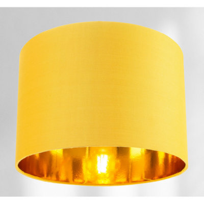 Contemporary Ochre Cotton 10 Table/Pendant Lamp Shade with Shiny Gold Inner