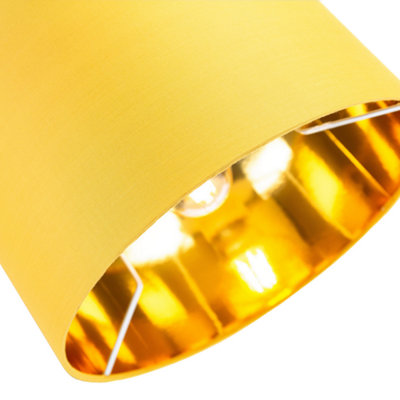 Contemporary Ochre Cotton 10 Table/Pendant Lamp Shade with Shiny Gold Inner