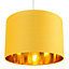 Contemporary Ochre Cotton 12" Table/Pendant Lamp Shade with Shiny Gold Inner