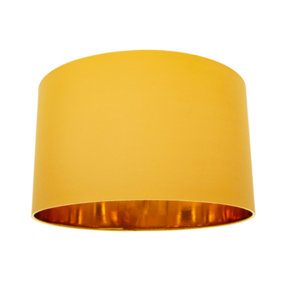 Contemporary Ochre Cotton 20 Floor/Pendant Lamp Shade with Shiny Gold Inner