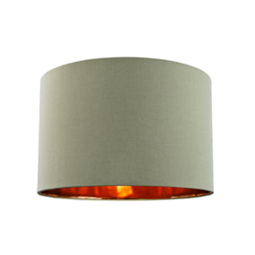 Contemporary Olive Cotton 10 Table/Pendant Lampshade with Shiny Copper Inner